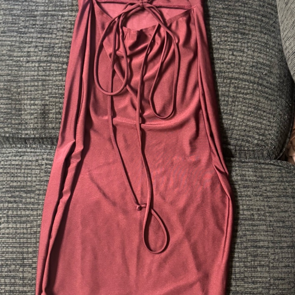 Elegant Burgundy Halter Dress